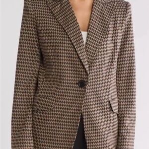 Max Studio Black and Brown Houndstooth Blazer